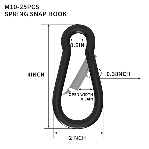 25PCS 4" Hevy Duty Carabiner Clips, M10 Spring Snap Hooks Large Carabiners - Image 2