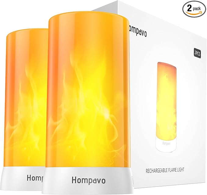 Hompavo 【Upgraded】 LED Flame Lights, 4-Mode Rechargeable Battery Operated by Hompavo