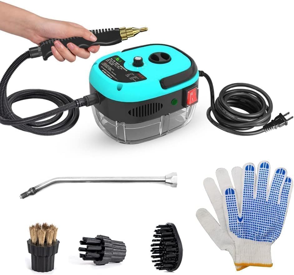 Decdeal Steam Cleaner - 2500W High Temperature Pressurized Handheld Steam Cleaning Machine with Brush Heads and Gloves, for Car Floors Kitchen Furniture Bathroom Windows