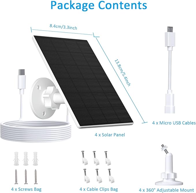 2W Solar Panel for Security Camera Outdoor, USB/USB-C Charger - Image 2