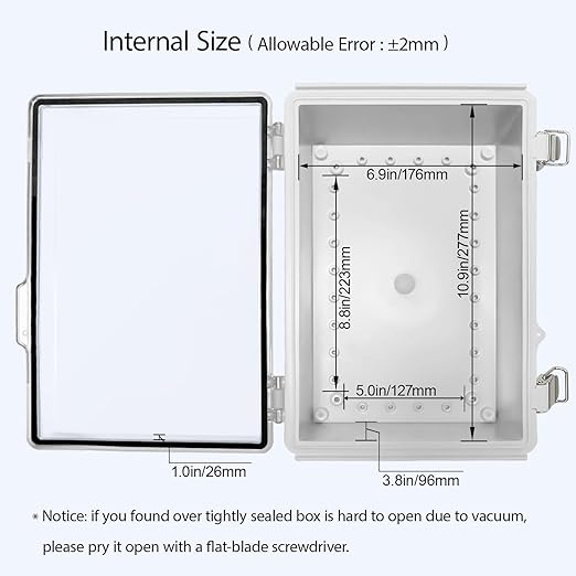 LeMotech Electrical Box, IP67 Waterproof Hinged Clear Cover Stainless Steel - Image 5