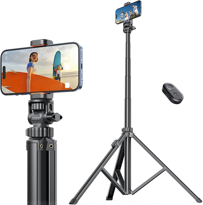 71''/180cm Extendable Phone Tripod Aluminum, Portable Stand by YUMAZLA