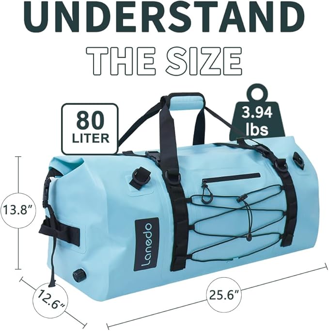 80L Dry Bag Large Waterproof Bag Roll-Top Heavy Duty Fishing Duffel Bag - Image 3