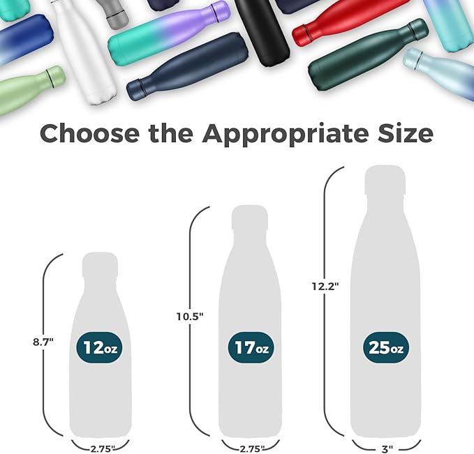 Volhoply 17oz Stainless Steel Water Bottles Bulk, Leakproof Insulated Metal - Image 2