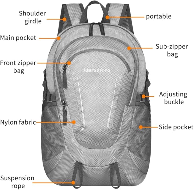 30L Large capacity Lightweight Packable Foldable Backpack，women and men Hiking - Image 6