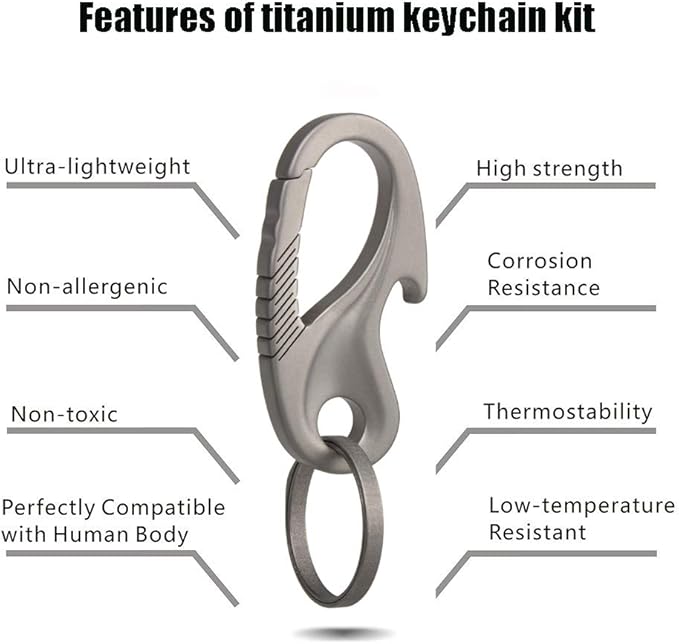 TISUR Titanium Carabiner Keychain Clip, Anti-Lost Key Ring Holder, Self-Locking - Image 4