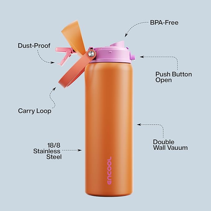 Insulated Water Bottle with Straw - Image 4