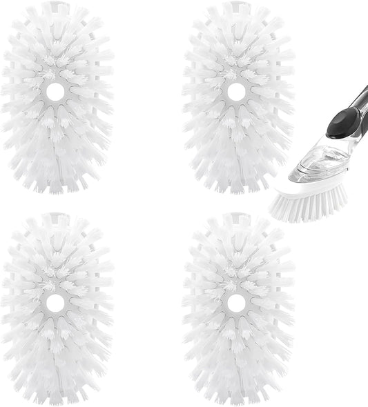 Brush Refills for RIMAY Dish Brush - 4 Pack Dish Brush Cleaning Soap Dispensing Head Replacement for Scrubber (White)