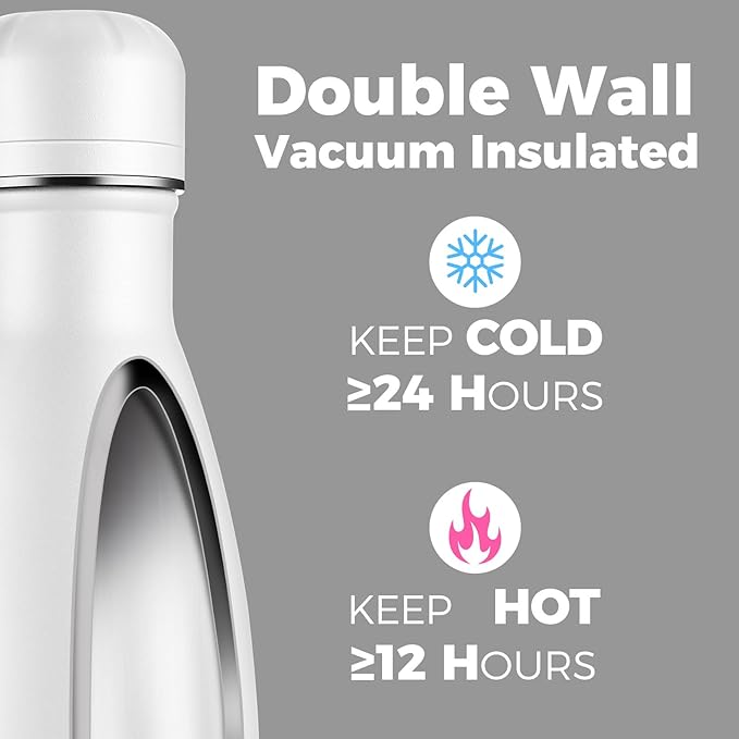 Volhoply 17oz Insulated Stainless Steel Water Bottle, Double Wall Vacuum Flask - Image 3