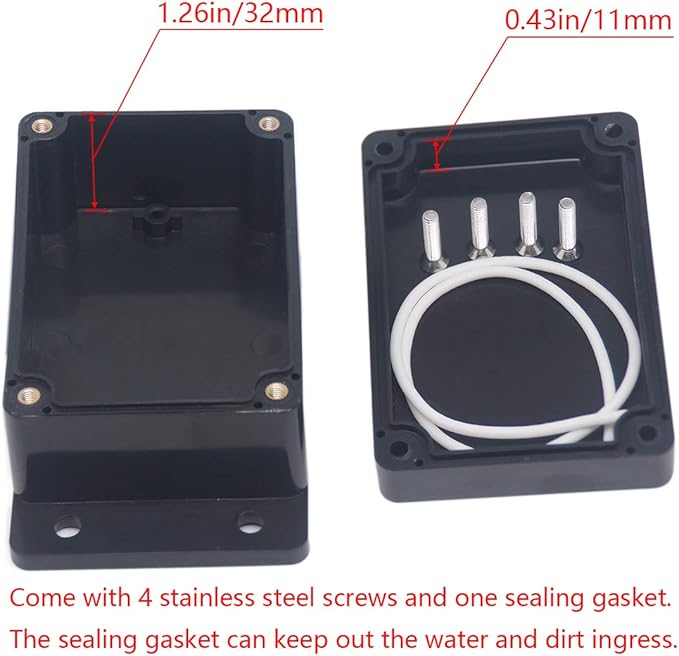 2 Pack Project Box IP65 Waterproof Junction Box ABS Plastic Black Electrical - Image 4