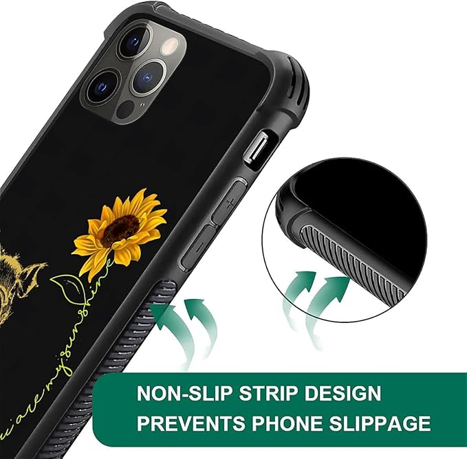 for iPhone 11 Pro Max Case, Pig Sunflower Yellow Sunshine Pattern Graphic - Image 3
