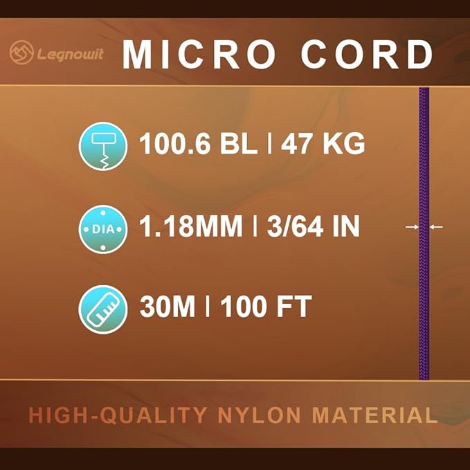 Micro Paracord, 1.18mm x 100ft Thin Mini Utility Braided Small Paracord - Image 2