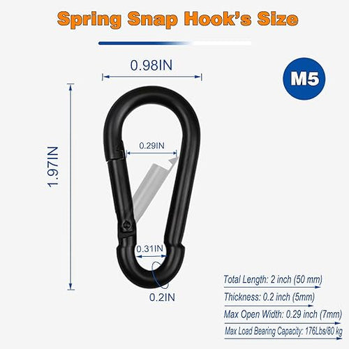 120PCS M5 Heavy Duty Carabiner Clip, 2Inch Snap Hook Quick Link Small Carabiner - Image 2
