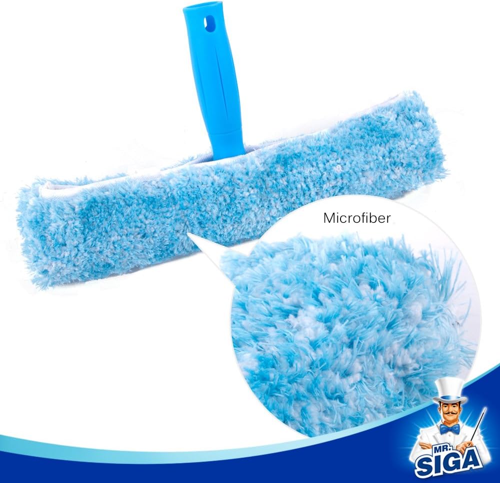 MR.SIGA Professional Window Cleaning Combo - Squeegee & Microfiber Window Scrubber, 10"