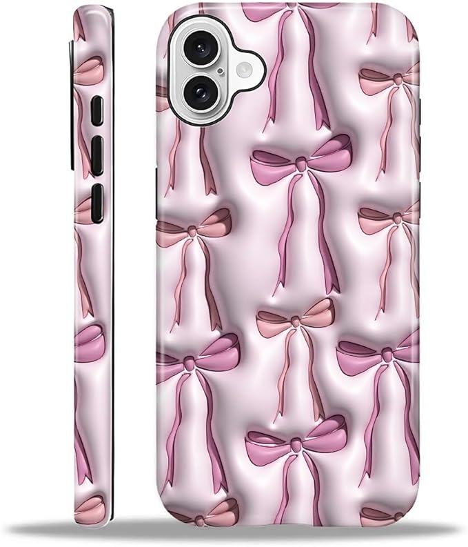 for iPhone 16 Case, HL2 Abstract Ribbons Bows Hybrid 2 Layer Hard Shell by Unknown