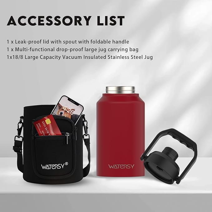 WATERSY 2/3 Gallon Water Bottle Insulated, BPA Free&Leak Proof, 87oz Stainless - Image 6