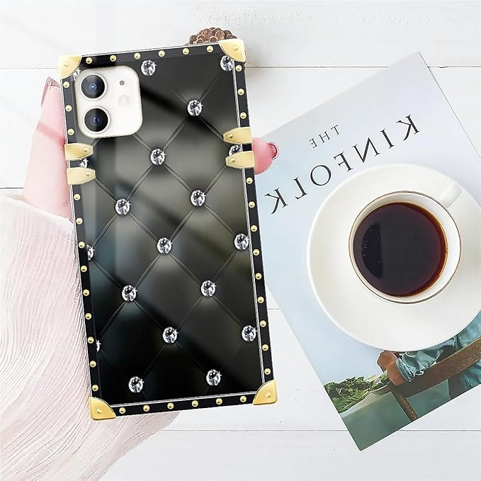 Compatible with iPhone 11 Case, Shiny Black Sofa Crystal Luxury Golden - Image 7
