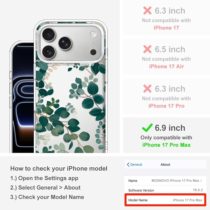MOSNOVO for iPhone 17 Pro Max Case | Military Grade 6.6ft Drop Tested | Camera - Image 2
