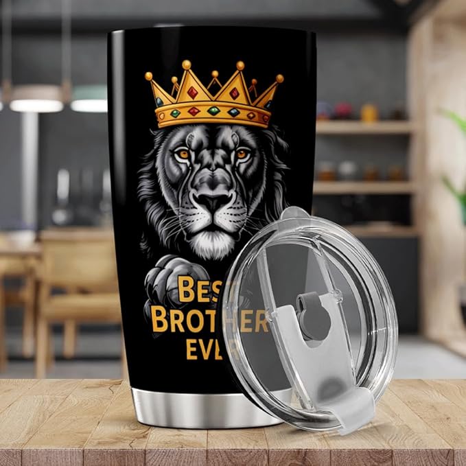 CUBICER Best Brother Ever Lion Design Stainless Steel Tumbler 20 Oz - Image 5