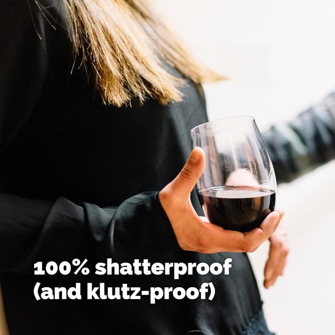 TaZa Outdoor Wine Glasses Stemless, 20oz Set of 2, Unbreakable Tritan Plastic - Image 7