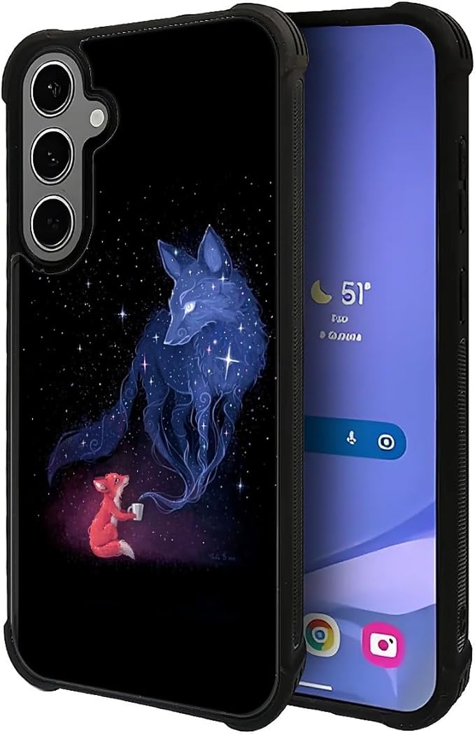 for Samsung Galaxy S24 S25 Plus Case, Galaxy Fox Wolf Pattern Graphic Design - Image 3