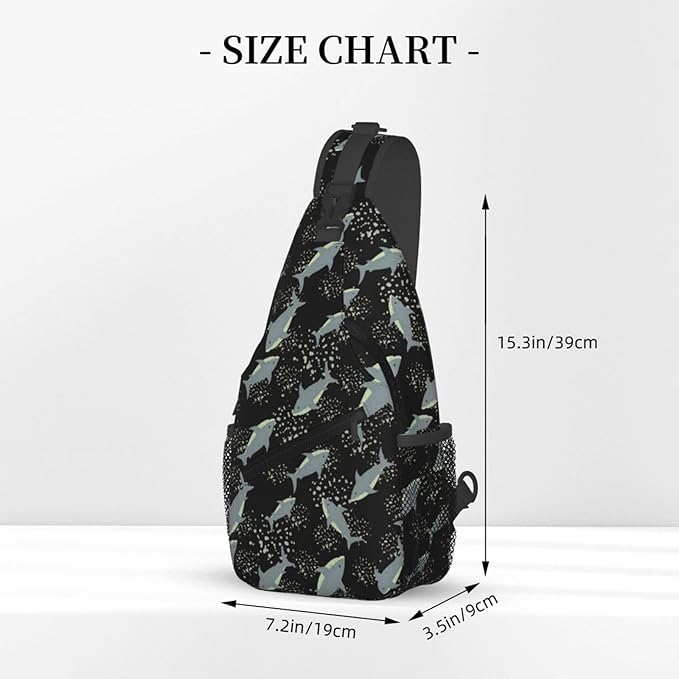 Sea Shark Sling Bag For Women Men Cute Shark Pattern Backpack Crossbody - Image 3