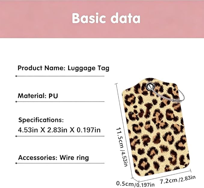 2 Pack Leopard Luggage Tags for Suitcases, Trendy Animal Print Travel ID Tags - Image 3