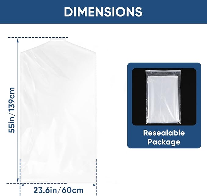 100 Pack 23.6"x55" Garment Bags - Image 2