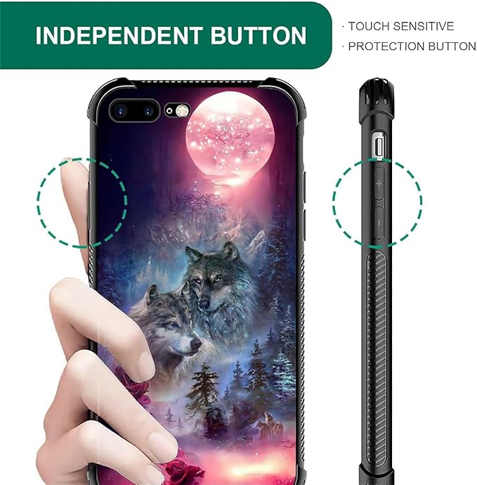 for iPhone 7 Plus/8 Plus Case, Star Two Wolfs Howling Pattern Graphic Design - Image 7