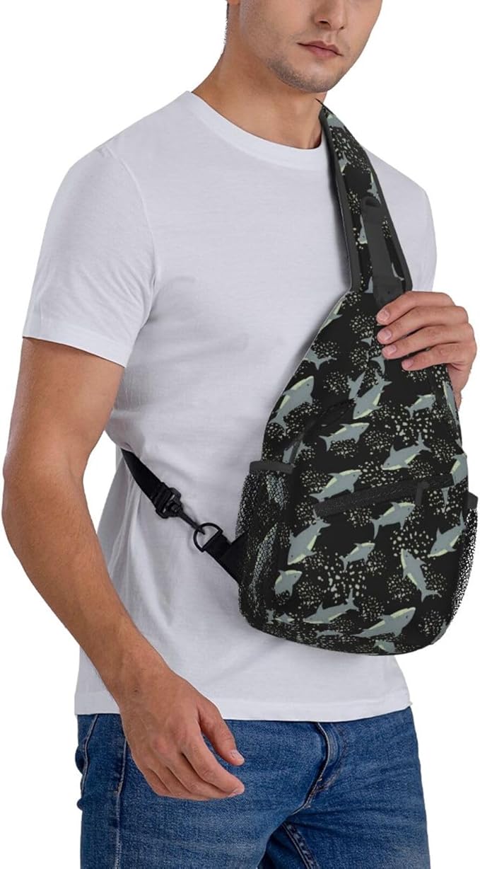 Sea Shark Sling Bag For Women Men Cute Shark Pattern Backpack Crossbody - Image 8