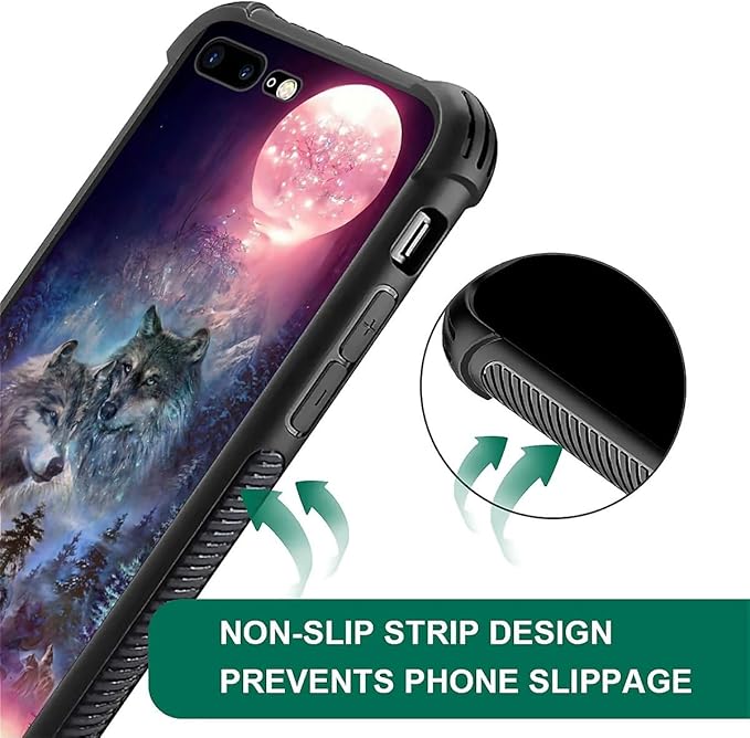 for iPhone 7 Plus/8 Plus Case, Star Two Wolfs Howling Pattern Graphic Design - Image 2