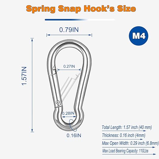 120PCS M4 Heavy Duty Carabiner Clip, 1.57Inch Snap Hook Quick Link Small - Image 2