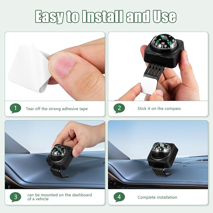 UKCOCO Car Compass Ball Portable Dashboard Automotive Navigation Compass Small - Image 9