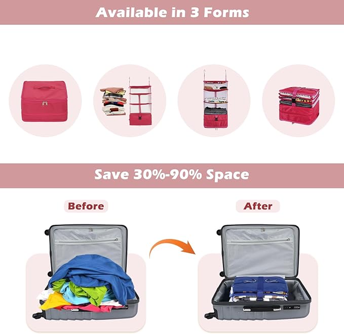 Surblue Hanging 3-Shelf Closet Organizer Pocket Collapsible Washable Oxford - Image 3
