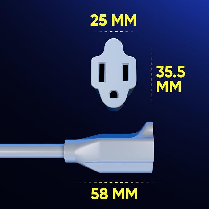 Maximm Extension Cord 10 Foot White Flat Plug, 360° Rotating Short Power Cord - Image 3