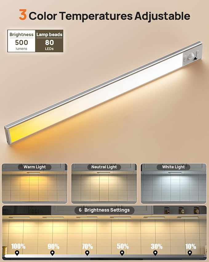 Under Cabinet Lighting Wireless, 16 inch LED Motion Sensor Light Indoor - Image 6
