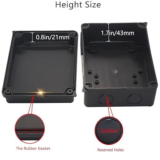 Electrical Box, ABS Plastic Project Box Power Cord Enclosure Black 5.9 x 4.3 x - Image 4