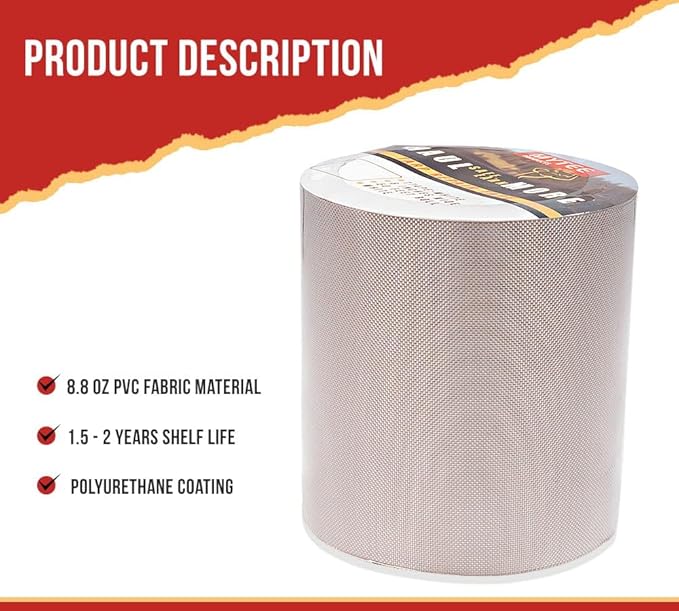 Mytee Products 8.8 oz Waterproof White Vinyl Tarp Repair Tape 6 Inch x 50 FT - Image 2