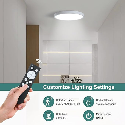 7 INCH Motion Activated Closet Light, Flush Mount Light Fixture, Motion Sensor - Image 2