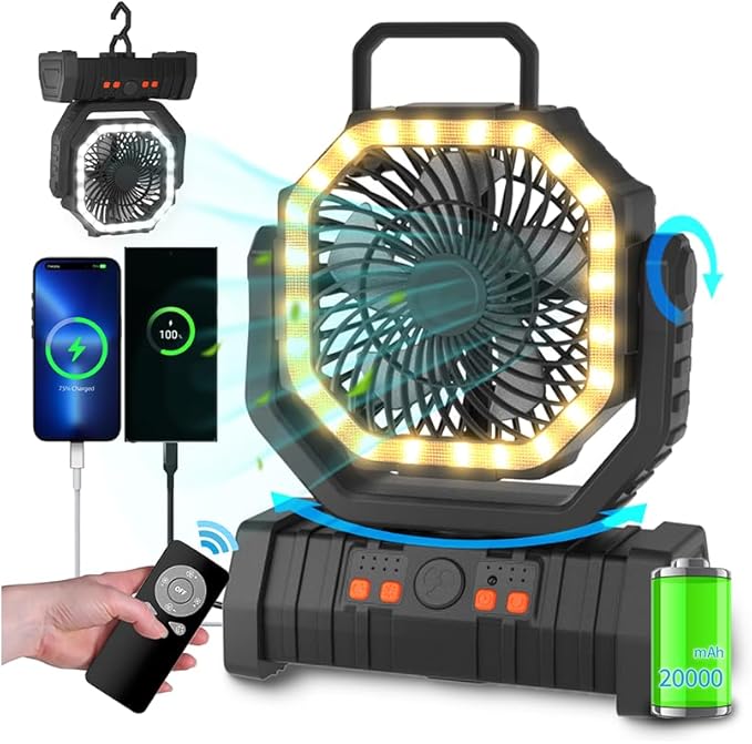 ADUST Portable Camping Fan Battery Powered Operated by ADUST
