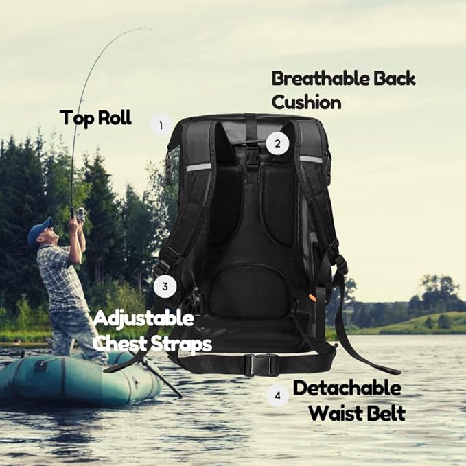 Waterproof Roll Top Kayak Dry Backpack, Floating Outdoor Dry Sack Boating - Image 3