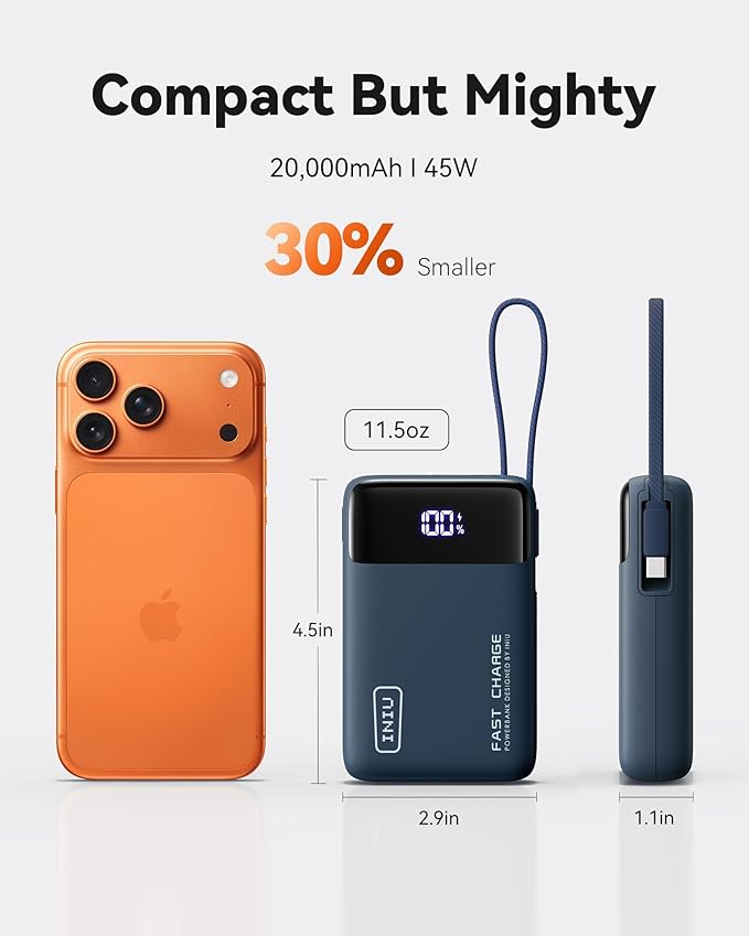 INIU 20000mAh Power Bank, Small Portable Charger, 45W PD Fast Charging Battery - Image 3