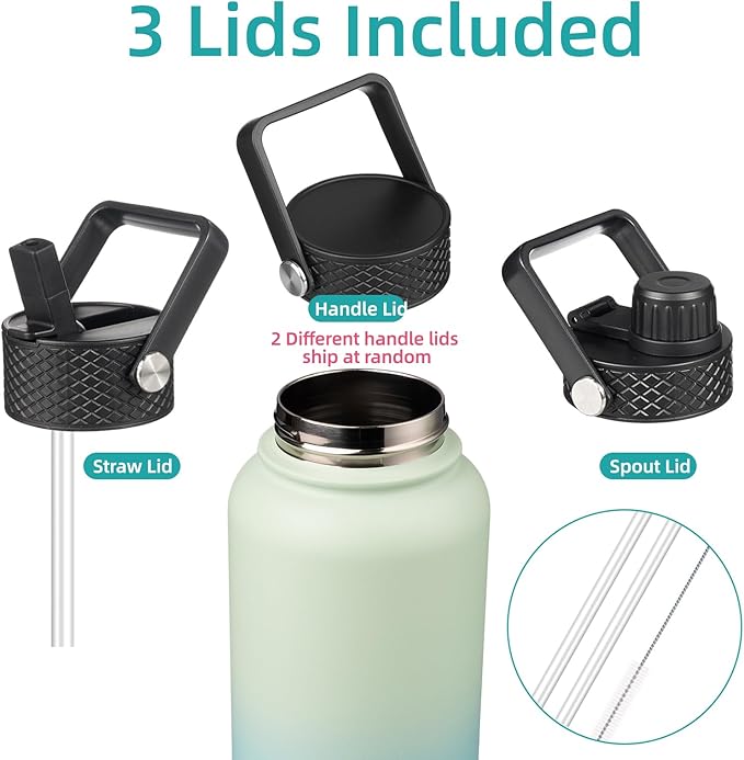 Konokyo 32 oz Insulated Water Bottle Stainless Steel Sport Bottles - Image 3