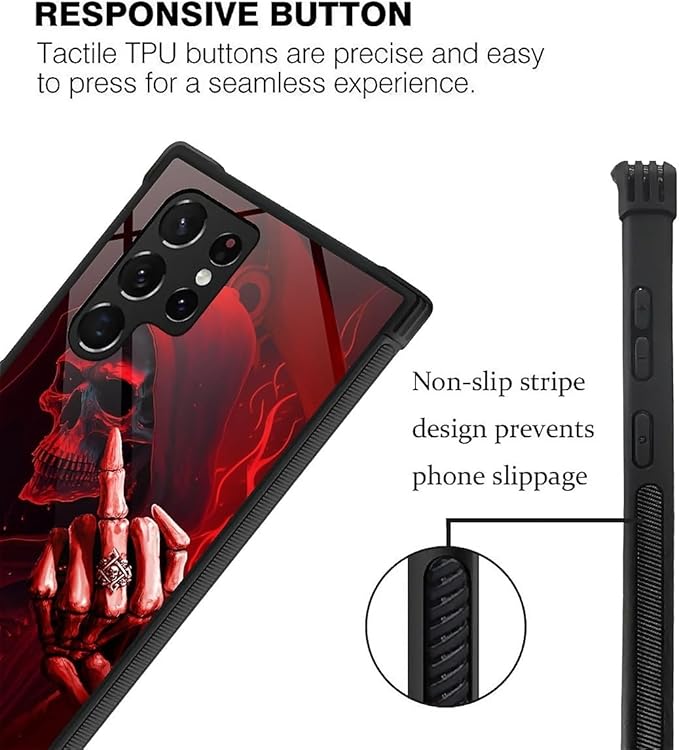 for Samsung Galaxy S23 Ultra Case, Gestures Funny Skull Pattern Graphic Design - Image 4