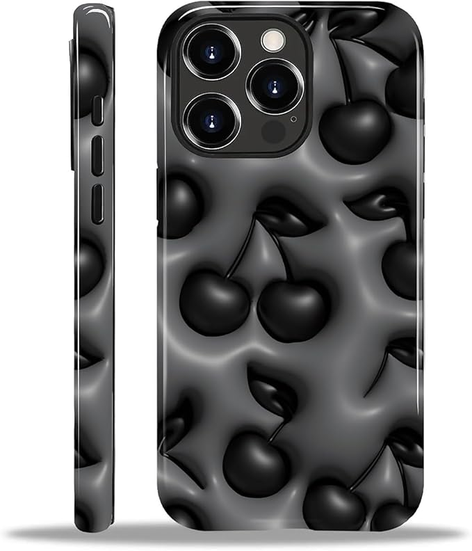 for iPhone 13 Pro Case, HL2 Cute Cool Cherry Black Hybrid 2 Layer Hard Shell by Unknown