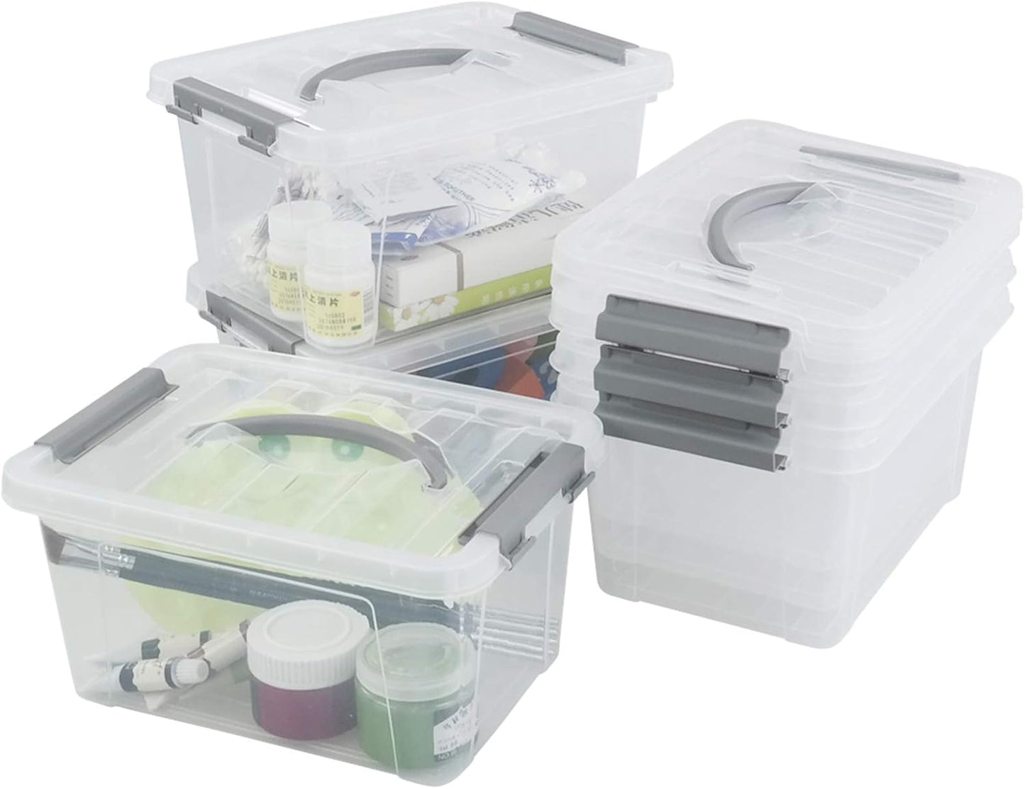 6-Pack 6 L Plastic Storage Containers Latch Storage Box with Lids