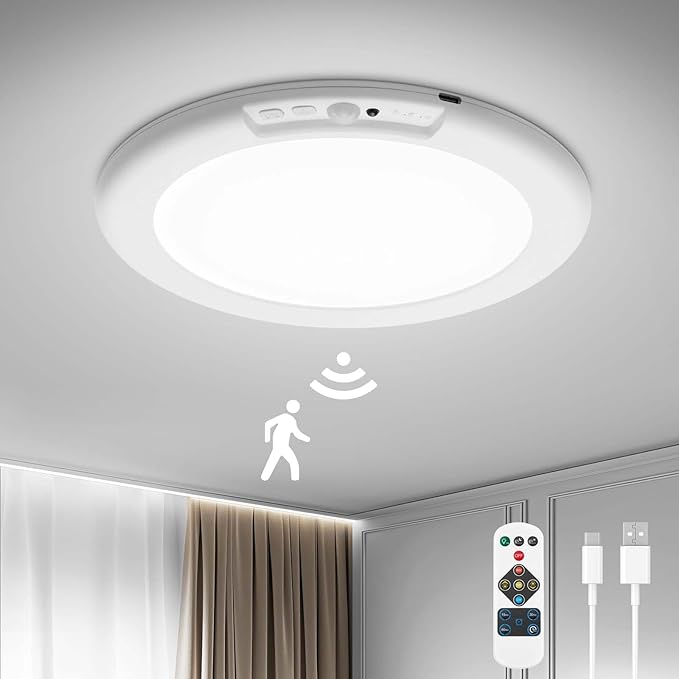 Bojim Wireless Ceiling Light Fixture Rechargeable Battery Operated Waterproof by BOJIM