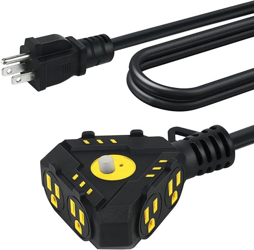 6FT 14 Gauge Outdoor Extension Cord 6-Outlet 14/3 SJTW Heavy Duty Extension Cord by AHSGMK