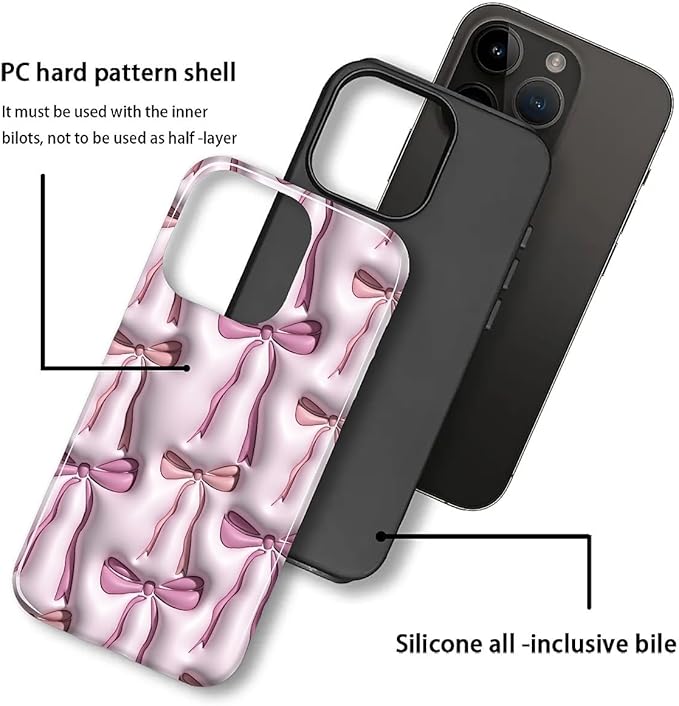 for iPhone 14 Pro Max Case, HL2 Abstract Ribbons Bows Hybrid 2 Layer Hard Shell - Image 3