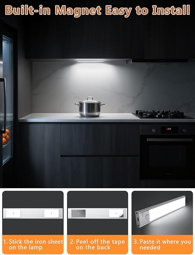 Under Cabinet Rechargeable Lighting: 12 Inch Motion Sensor Dimmable Lights - Image 6